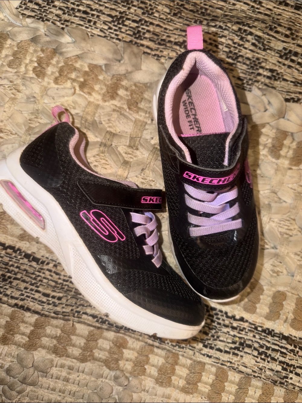 Skechers Black and Pink Girls' Lightweight Slip-On Sneakers
